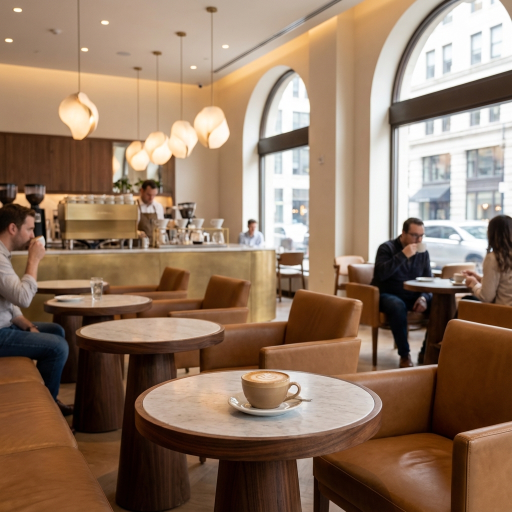 Modern upscale coffee shop interior
