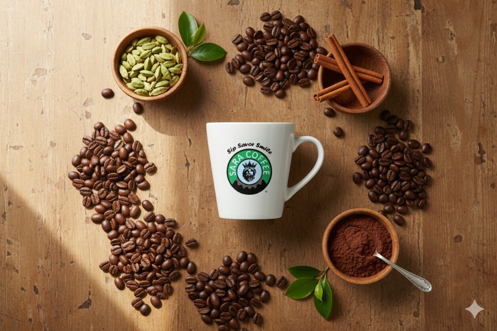 Coffee and spices arrangement